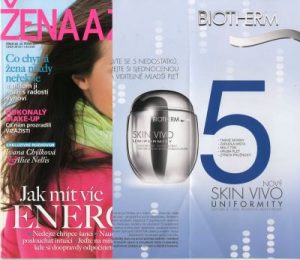 ilustrace vyklápěcí obálky jako inzerce v časopisu Žena a život pro kosmetickou firmu Biotherm a její nový krém