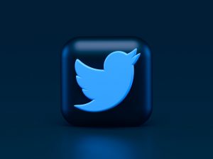 3D modrá ikona Twitteru