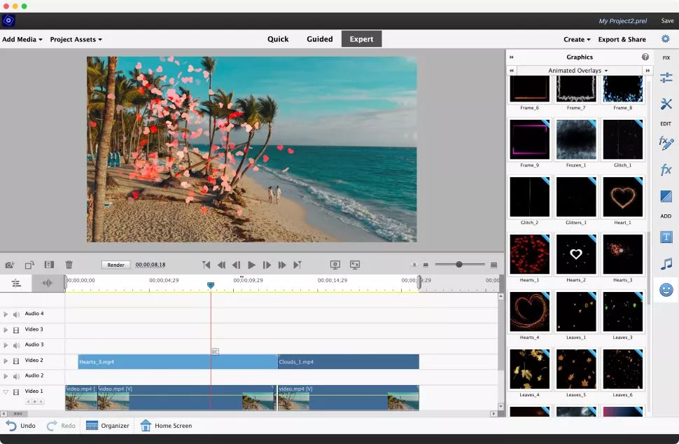 Adobe Premiere Elements - režim experta 
