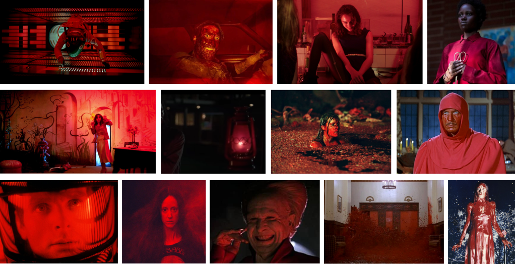 Červená v horrorových scénách